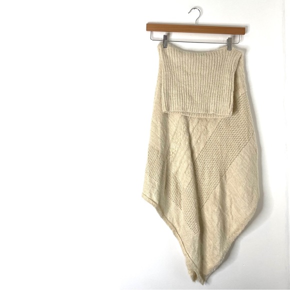 Urban Outfitters Do Everything In Love Neutral Rib Neck Glitter Poncho Sweater - Picture 1 of 6